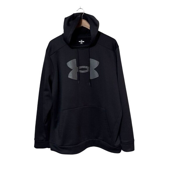 Under Armour Other - Under Armour Black Pullover Hoodie XXL Mens Coldgear Fleece Logo Sweatshirt Warm